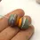 Thumbnail: Yellow etched pair glass bead 14mm