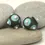 Thumbnail: Grey etched pair glass beads with raised dots 14mm