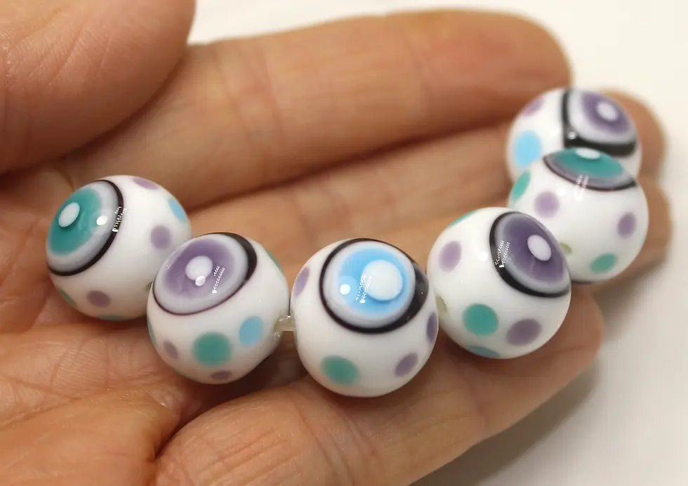 Artisan donut beads for jewelr with polka