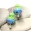 Thumbnail: Green-Turquoise pair lampwork glass bead 14mm
