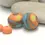 Thumbnail: Gray-Apricot etched pair glass bead 14mm