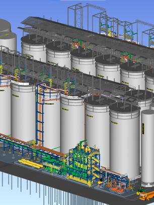 Vista geral do sistema Inter Stage Cooler (ISC) integrado ao conjunto de tanques precipitadores