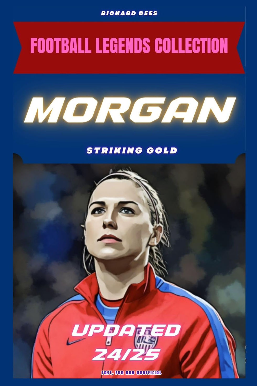 Cover of Alex Morgan: Striking GOld By Richard Dees, included on a list at Her Boots, Her Books, a site about women's soccer books