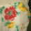 Thumbnail: Close up ofcream flock floral print dress with narrow straps boned bodice