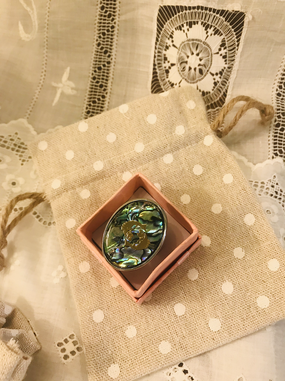 Thumbnail: Adjustable Abalone Pisces Ring