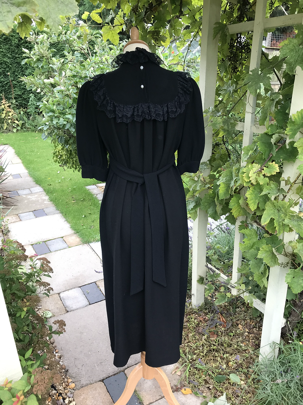 Thumbnail: Original 1970s Black  Moss Crepe  Dress By Ossie Clark Back View