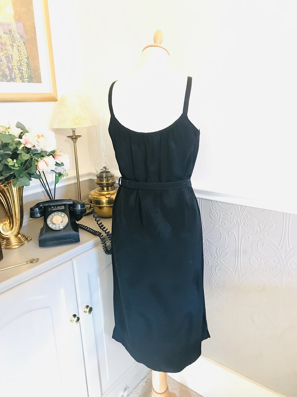 Thumbnail: 1970s Black Crepe Dress and Jacket By Ego London Front View