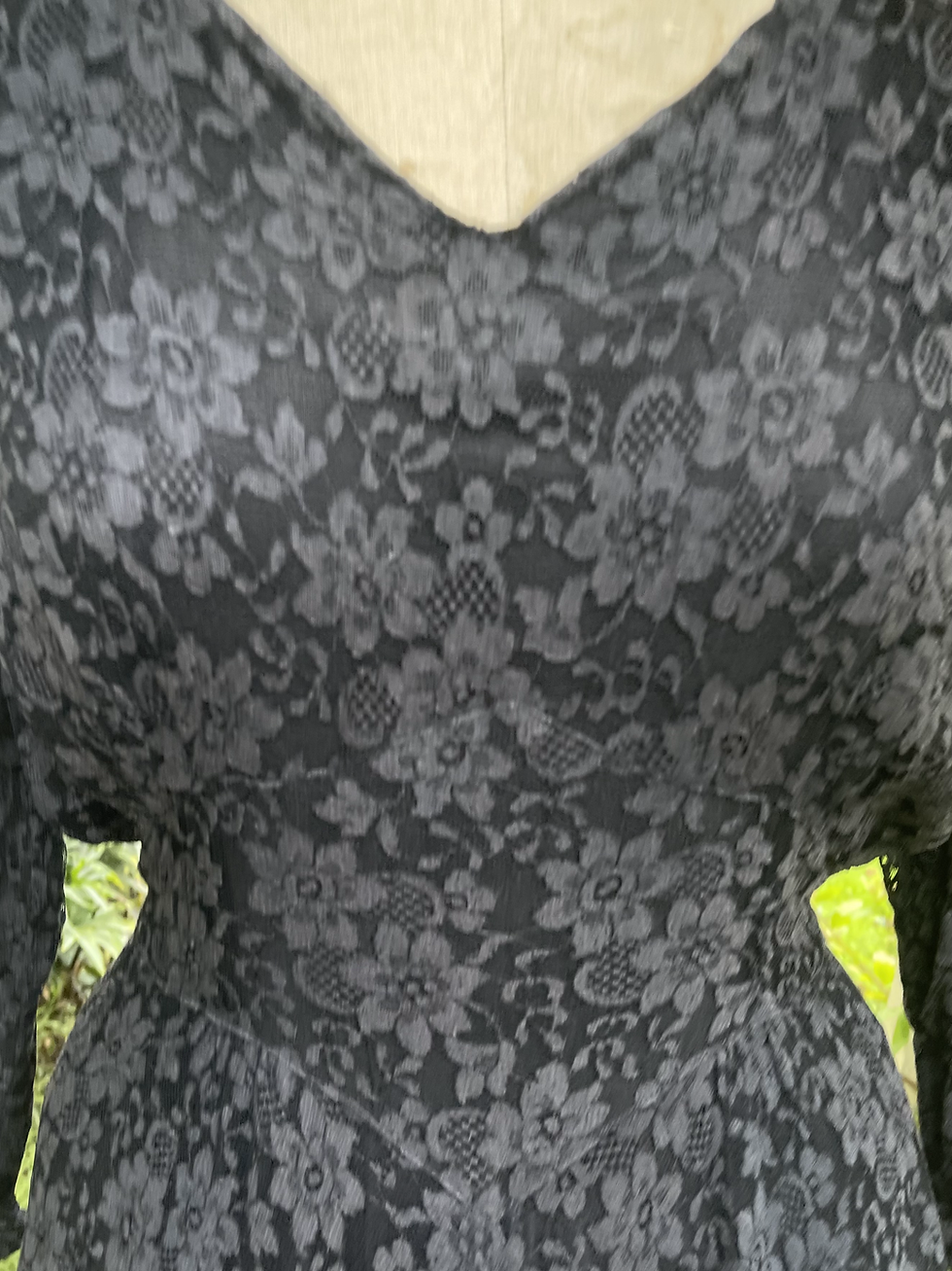 Thumbnail: 1950s Dark Navy Lace Flare Dress Size 20