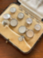 1930s Set of Silver Tone Pearl Cufflinks Collar Studs & Buttons