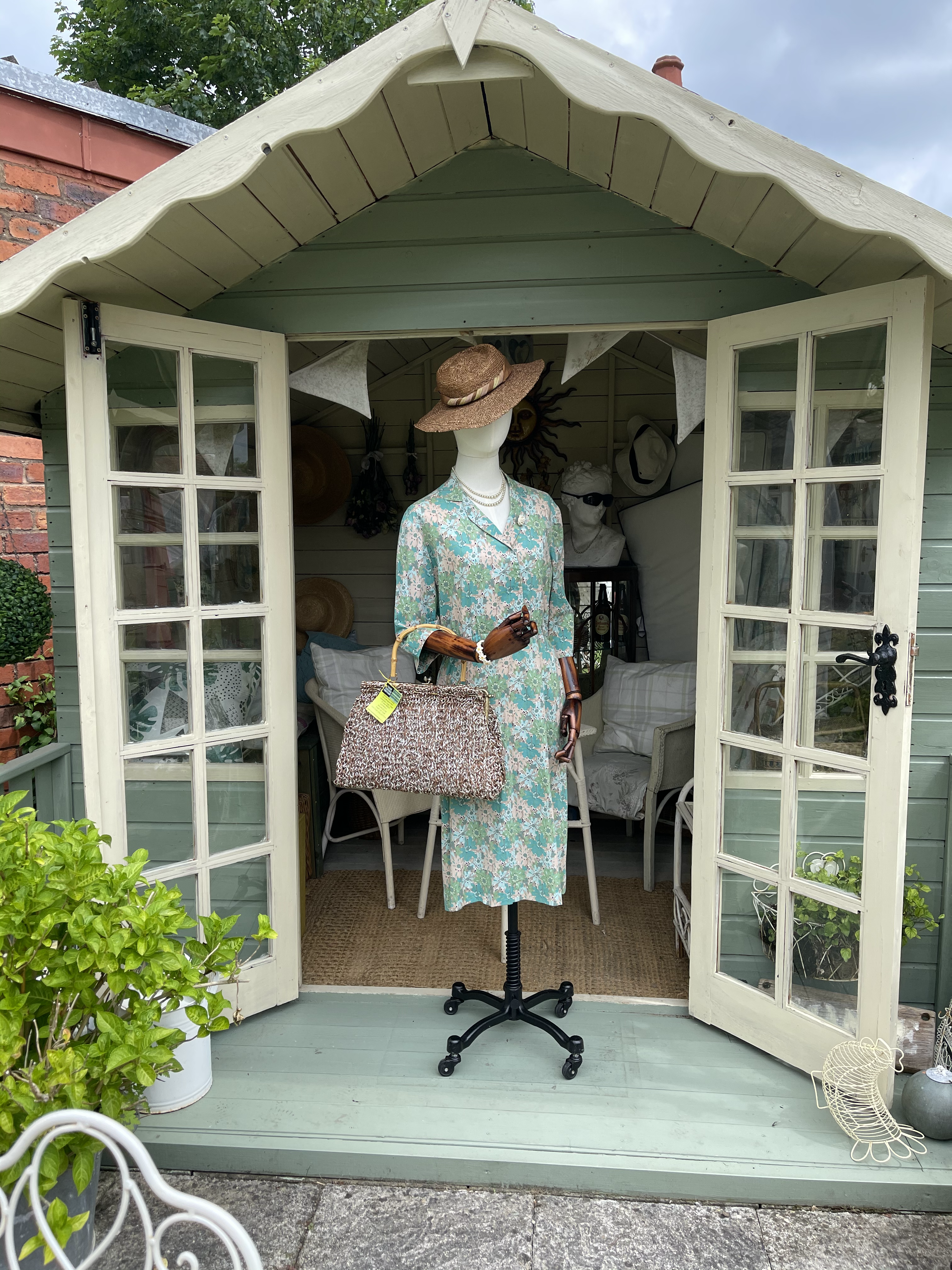 Goodwood Styled 1940s Inspired Green Pastel Day Dress Front View
