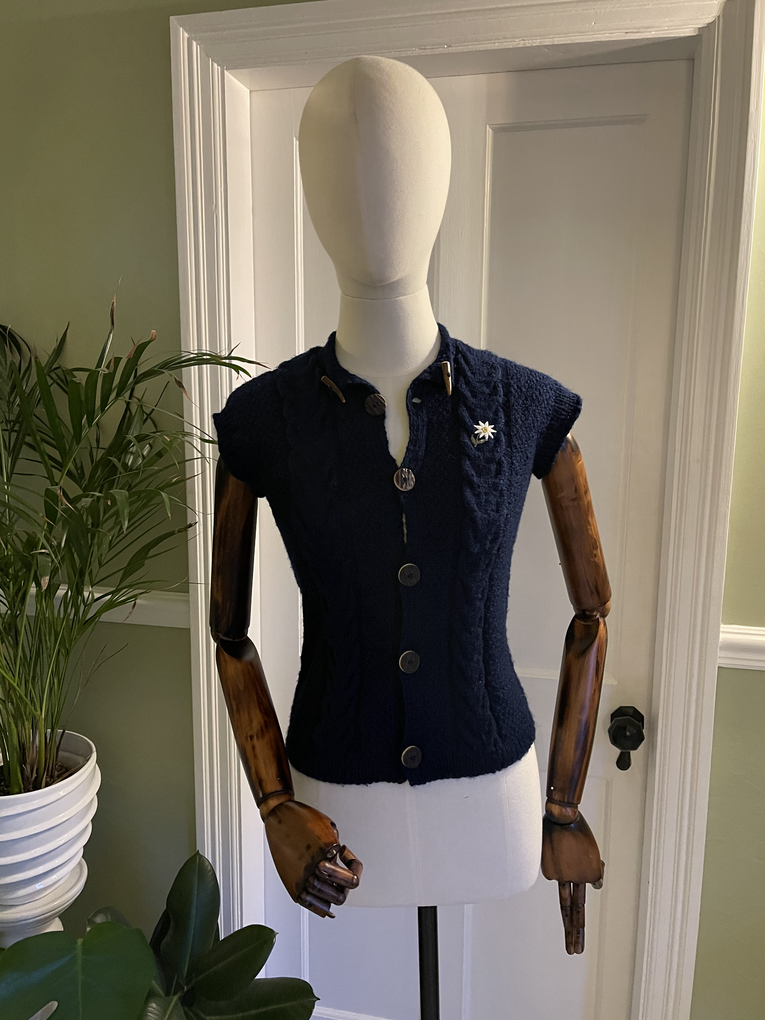 Hand Knitted Navy Waist Coat