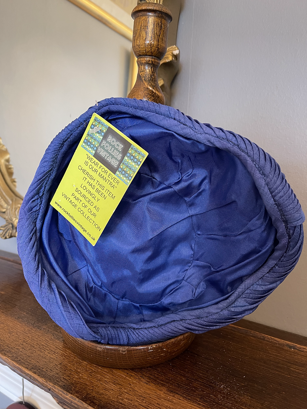 Thumbnail: 1950s Electric Blue Pleated Silk Cock Tail Hat