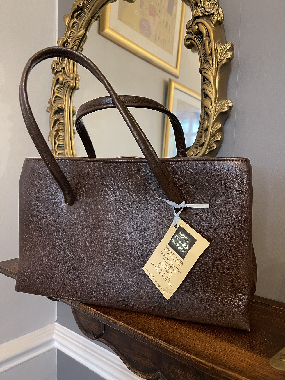 1970s Brown Frame Bag with Two Zipped Pockets