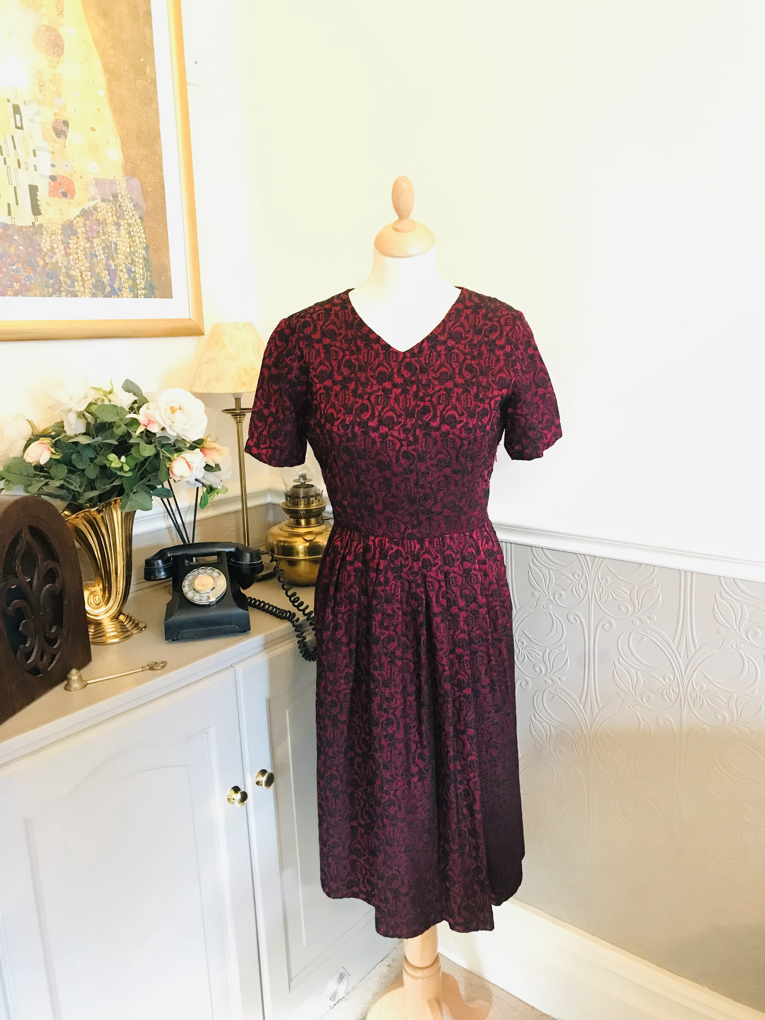 1950s Brocade Dress Front View