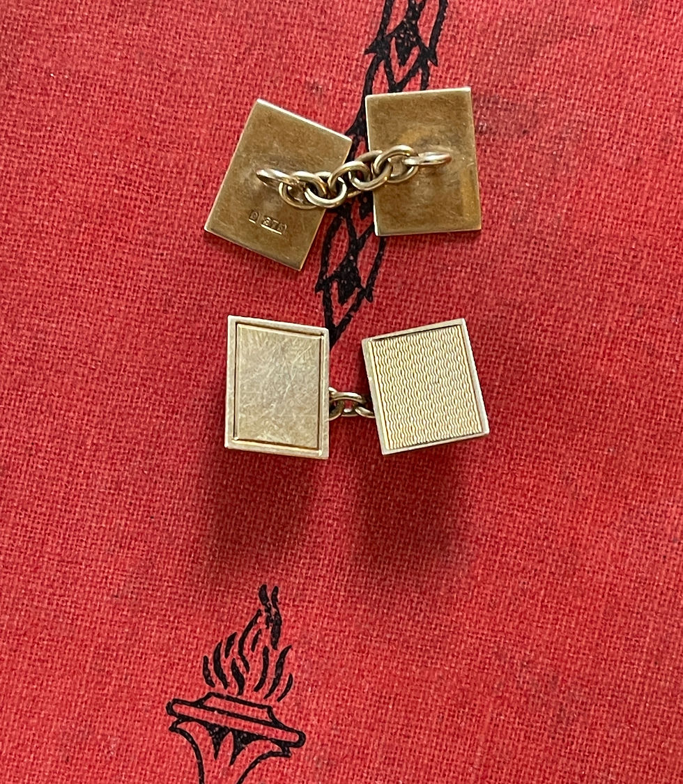 Thumbnail: Gold Engine Turned Rectangle Chain Link Cufflinks