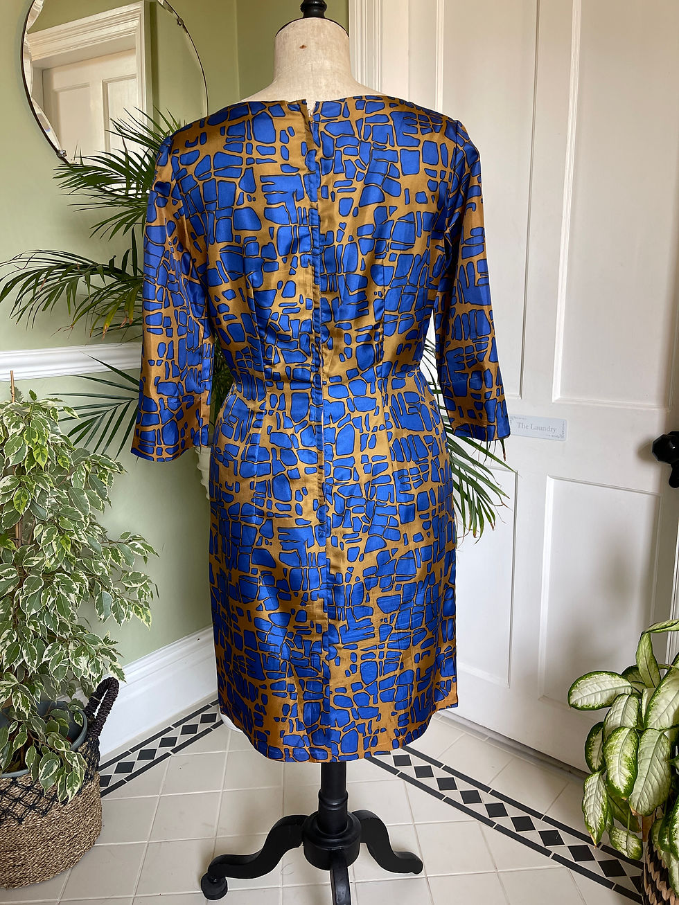 Thumbnail: 1950's Tan & Blue Cocktail Dress