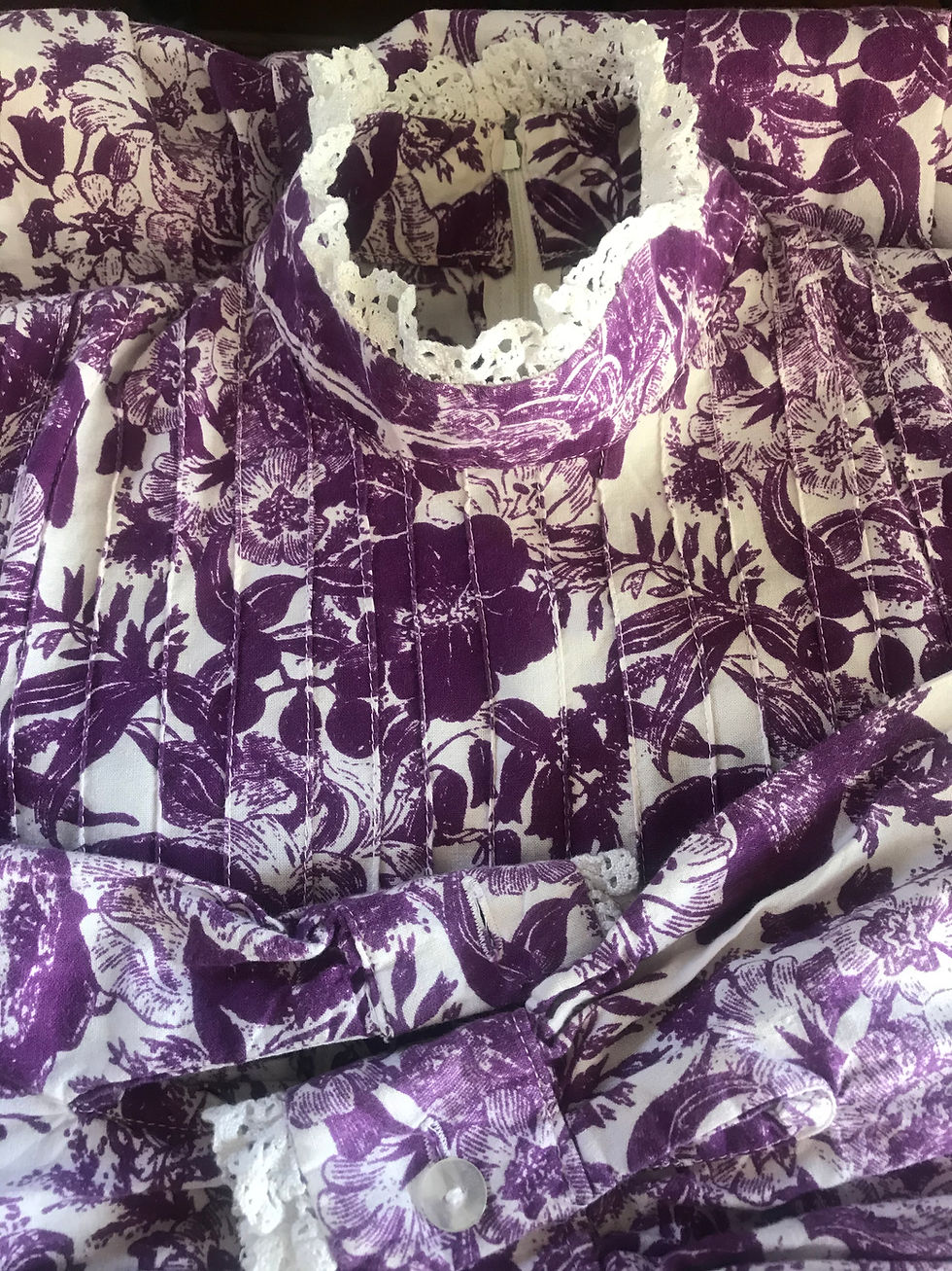 Thumbnail: 1970s Purple & White Prairie Maxi Dress By Laura Ashley Front View