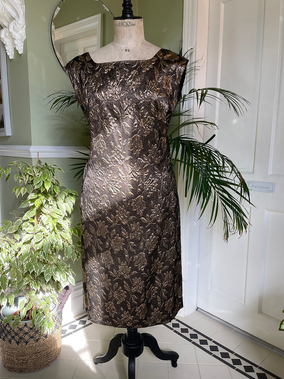 Thumbnail: 1960s Rose Gold Brocade Dress