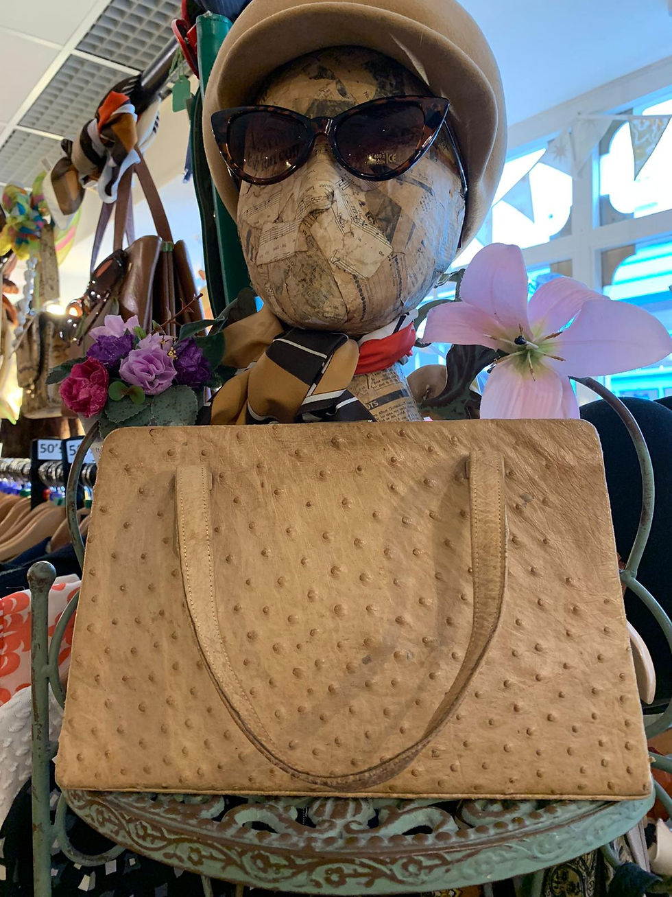 Sand Coloured Vintage Ostrich Frame Handbag