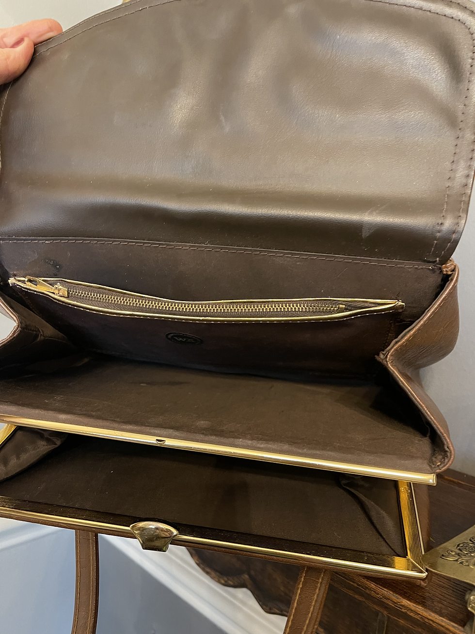 Thumbnail: 1970s Brown Vinyl Frame Handbag