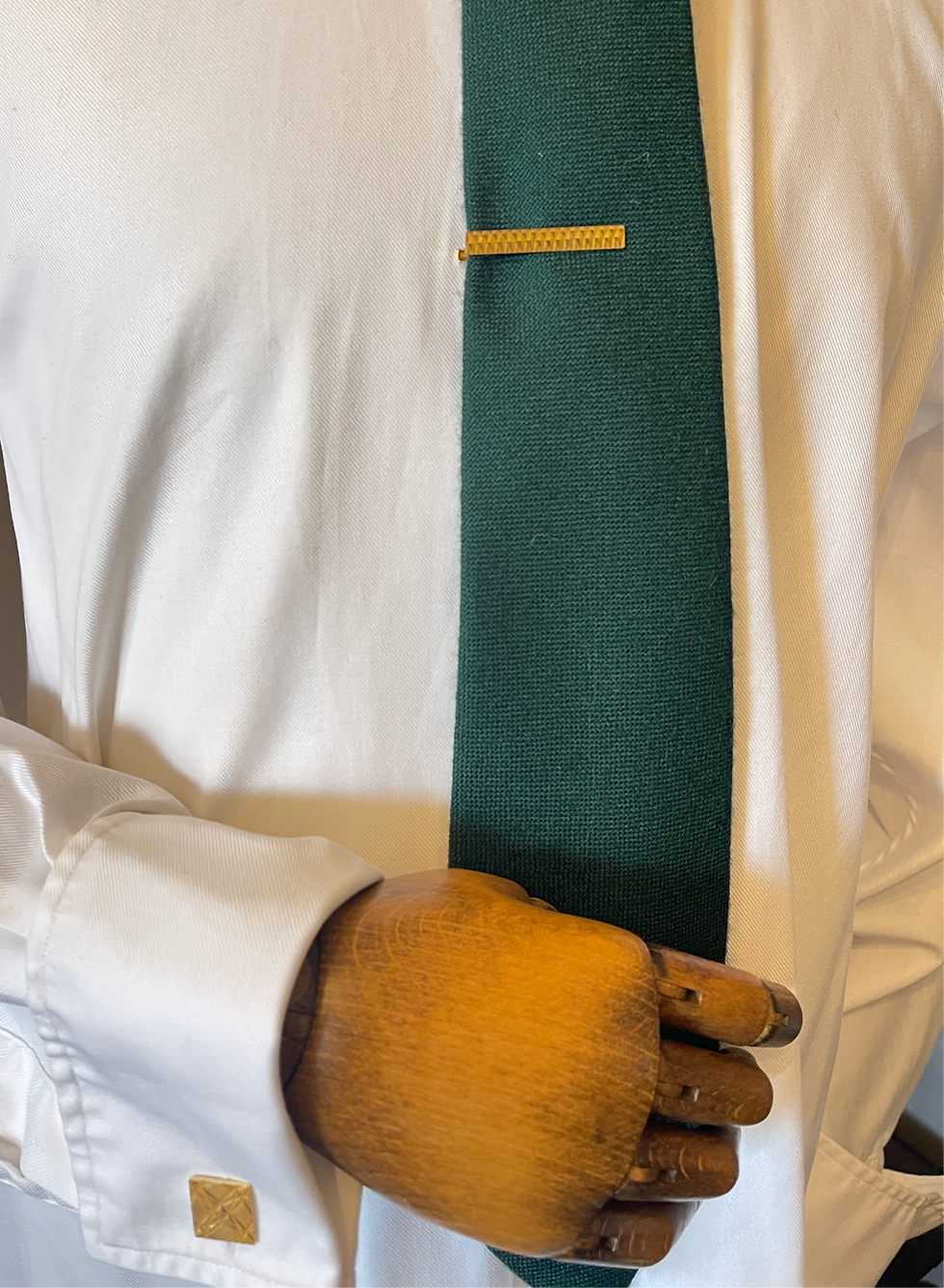 Thumbnail: 1960s Set of Diamond Cut Cufflinks & Tie Clip
