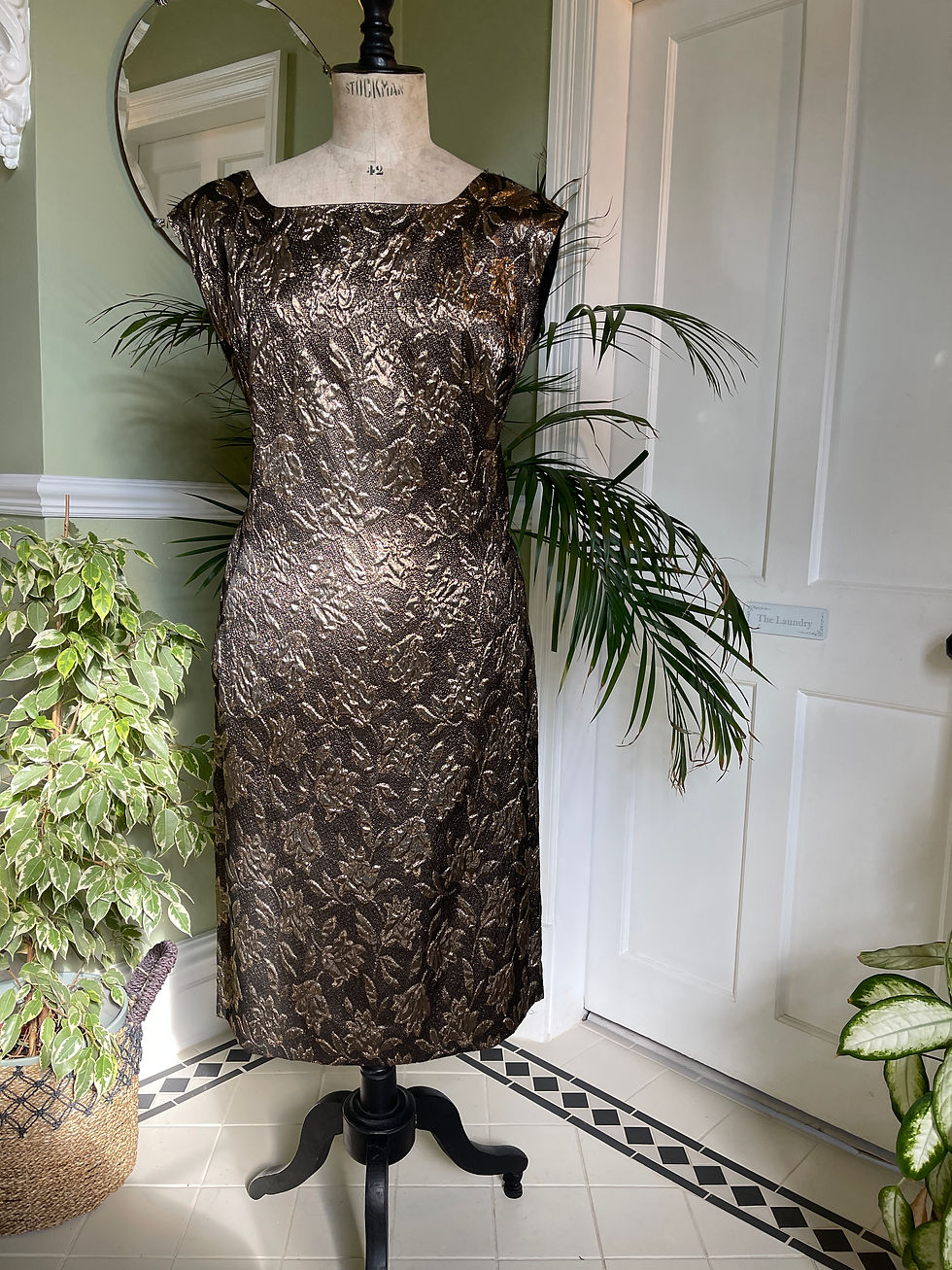 Thumbnail: 1960s Rose Gold Brocade Dress