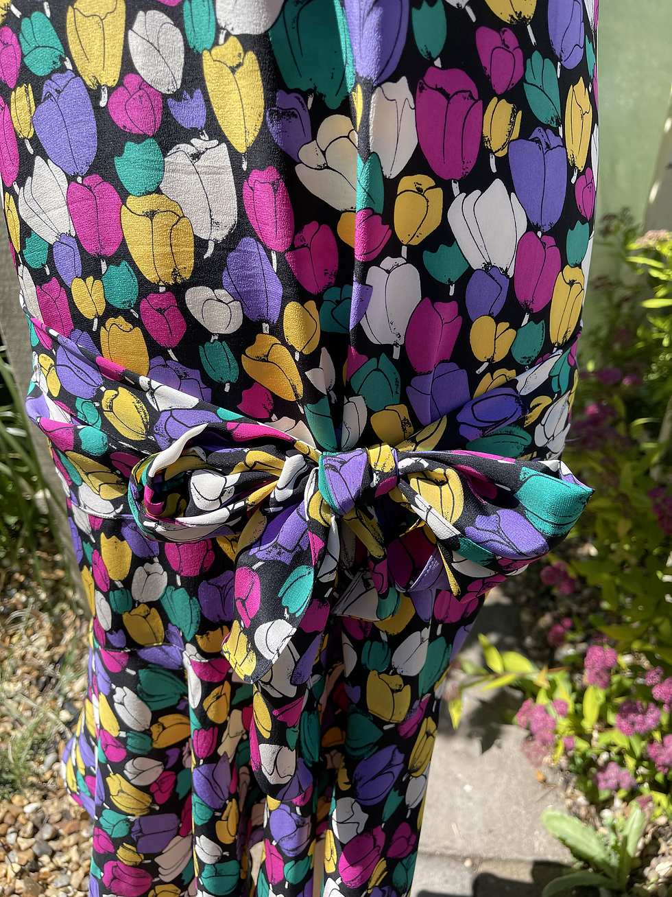 Thumbnail: 1980s  Dress with Hem Frill and Sash