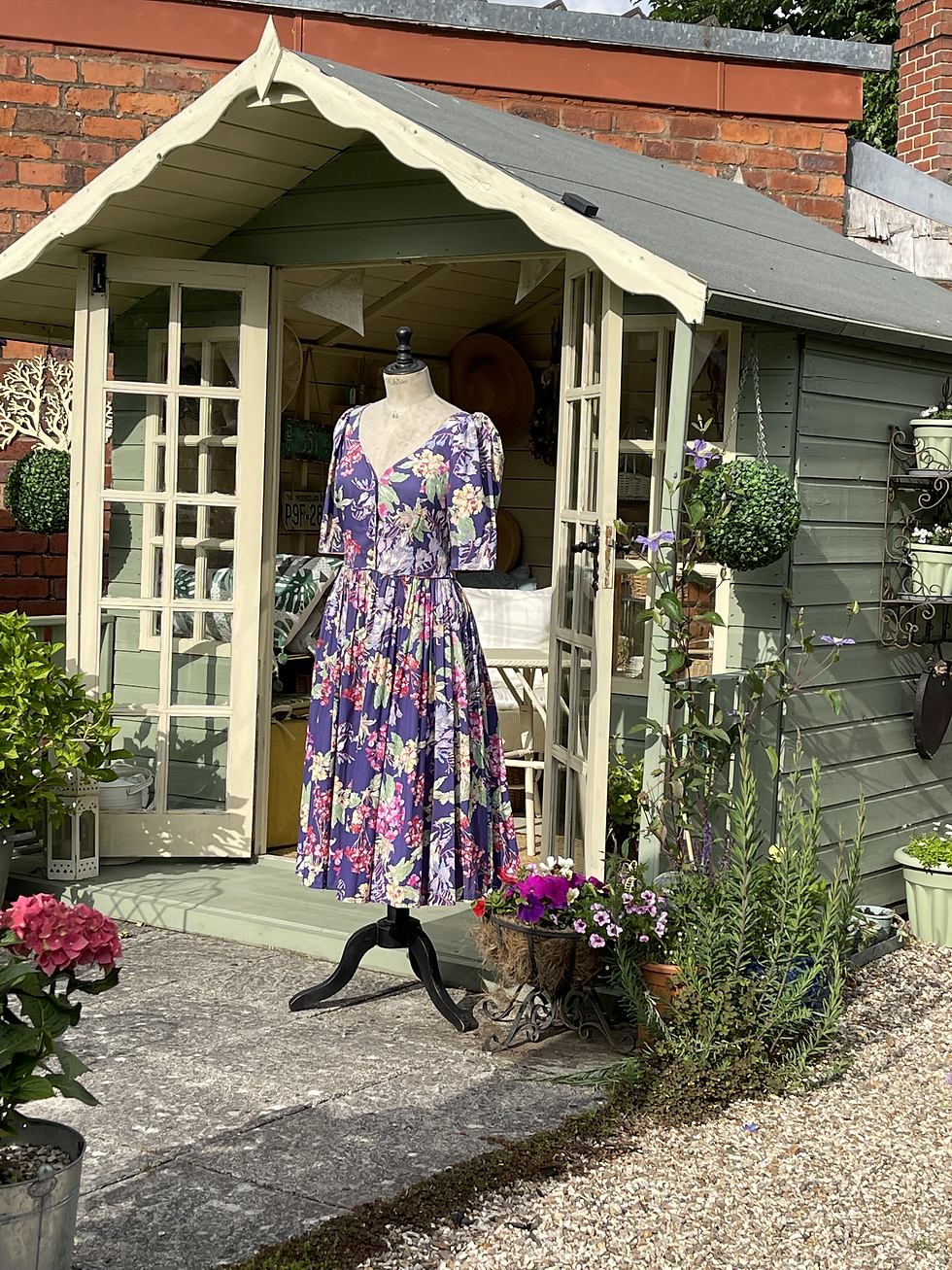 Thumbnail: 80s Vibrant Floral Laura Ashley Tea Dress