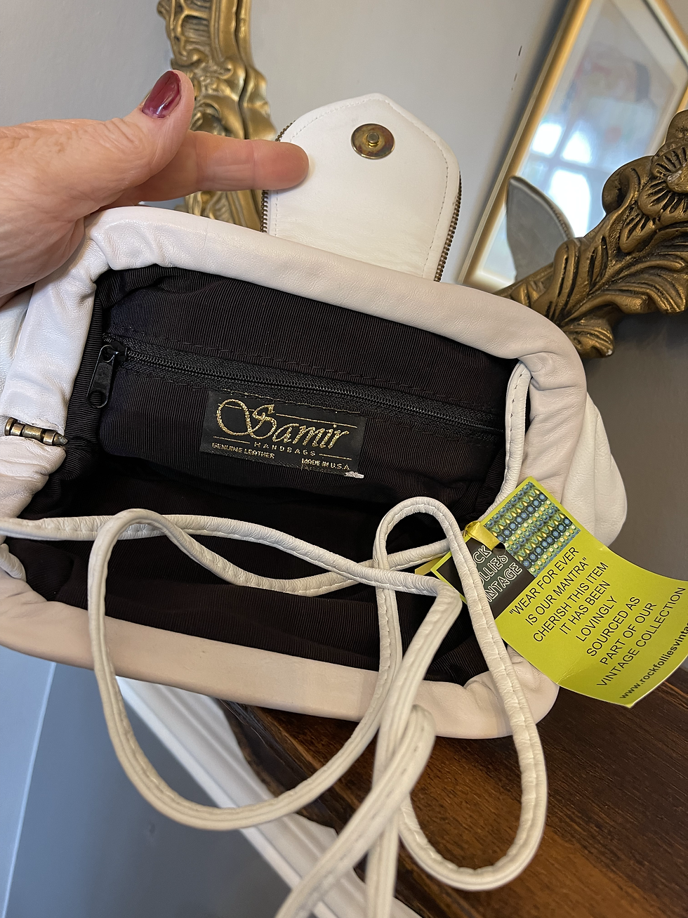 Thumbnail: 1980s White & Gold Leather Clutch/Shoulder Bag By Samir
