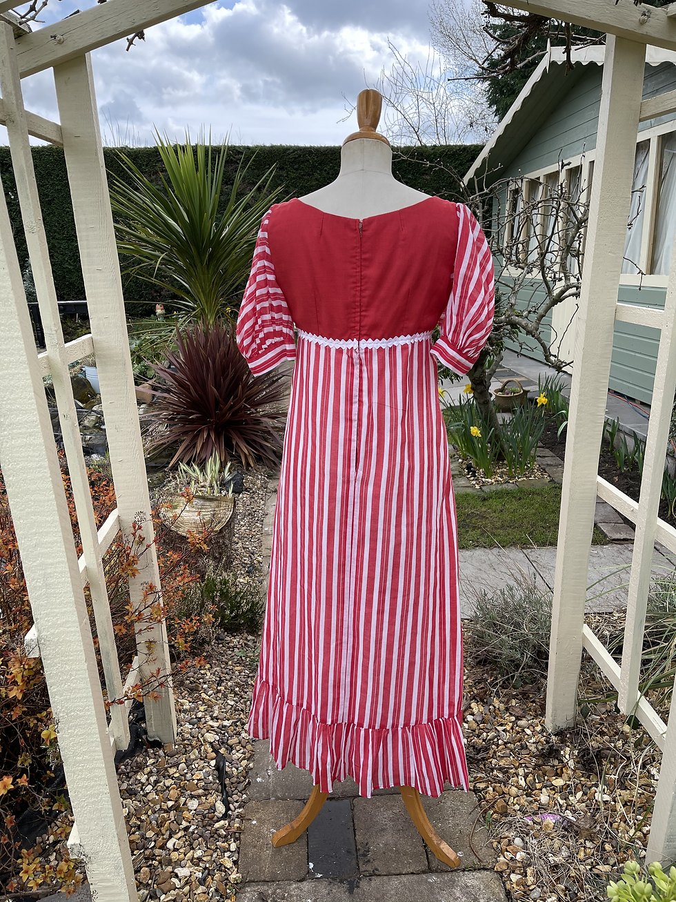 Thumbnail: 1970s John Charles Candy Striped Midi Dress Back View