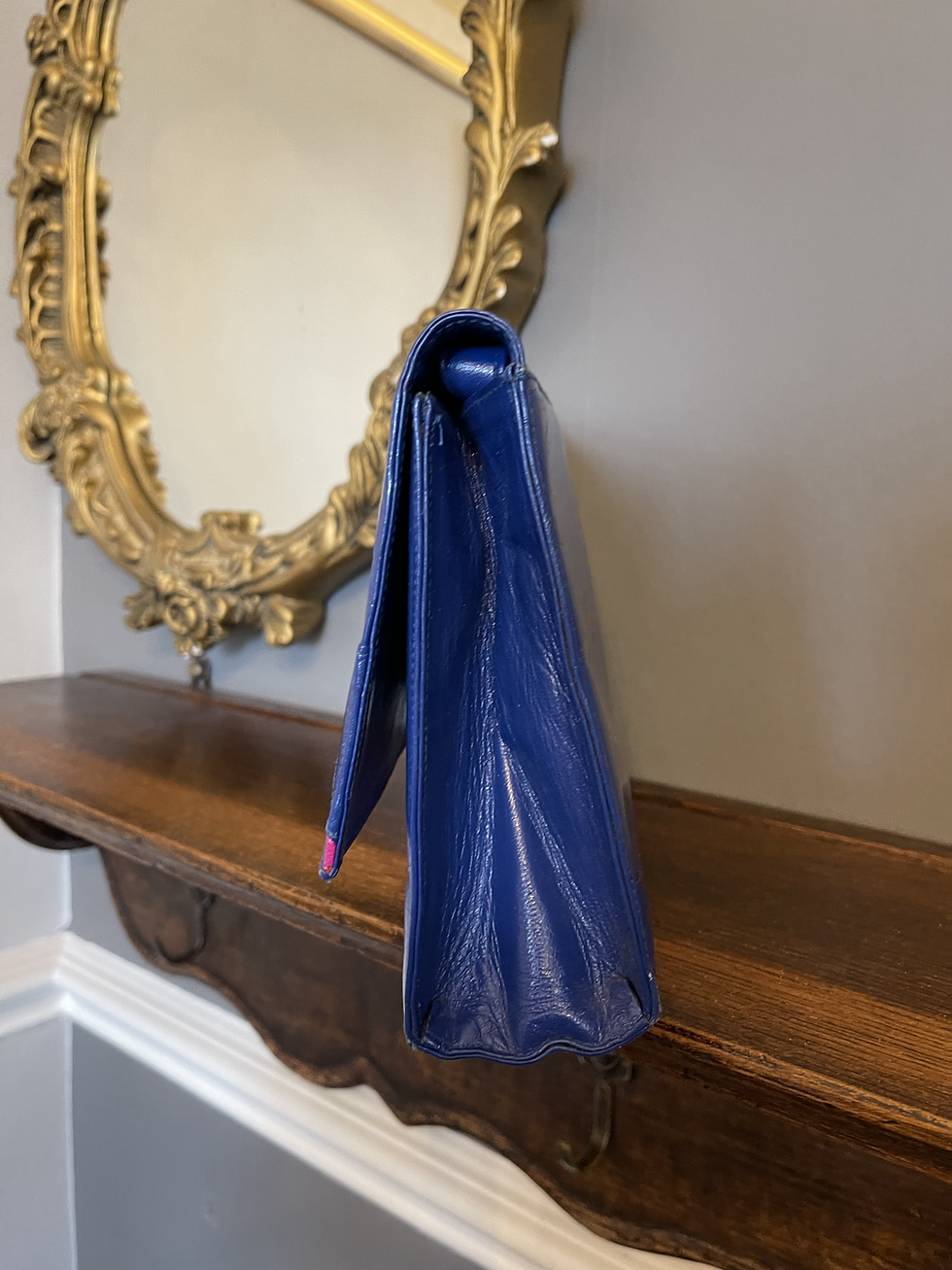 Thumbnail: 1980s Blue Leather & Pink Clutch/Shoulder Bag By Pierre Cardin