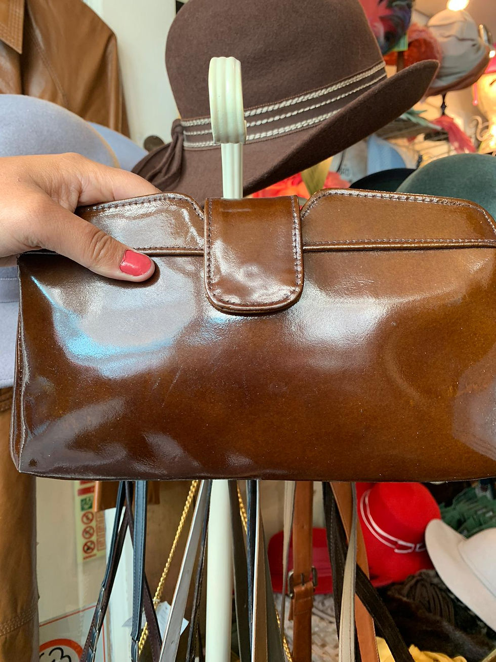 1970s Tan Patient Leather Clutch