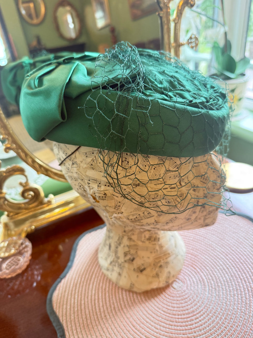 Thumbnail: 1980s Emerald Green Hat with Veiling