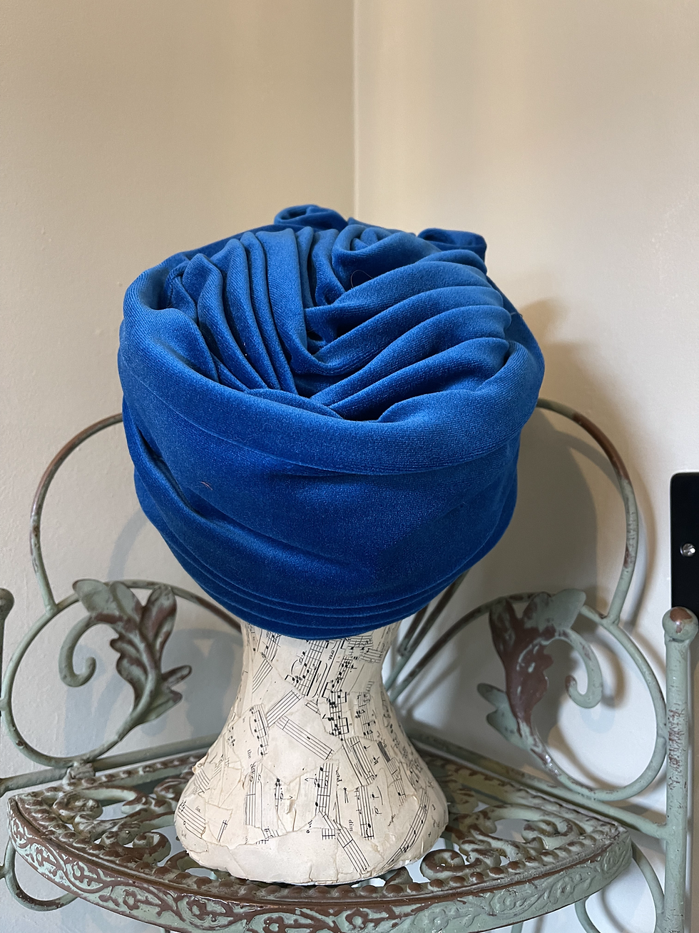 Thumbnail: 1960s Electric Blue Velvet Turban Hat