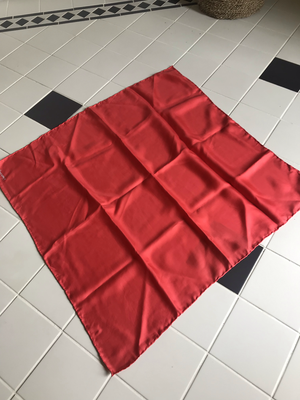 Thumbnail: Coral Silk Scarf Square By Jacqmar London