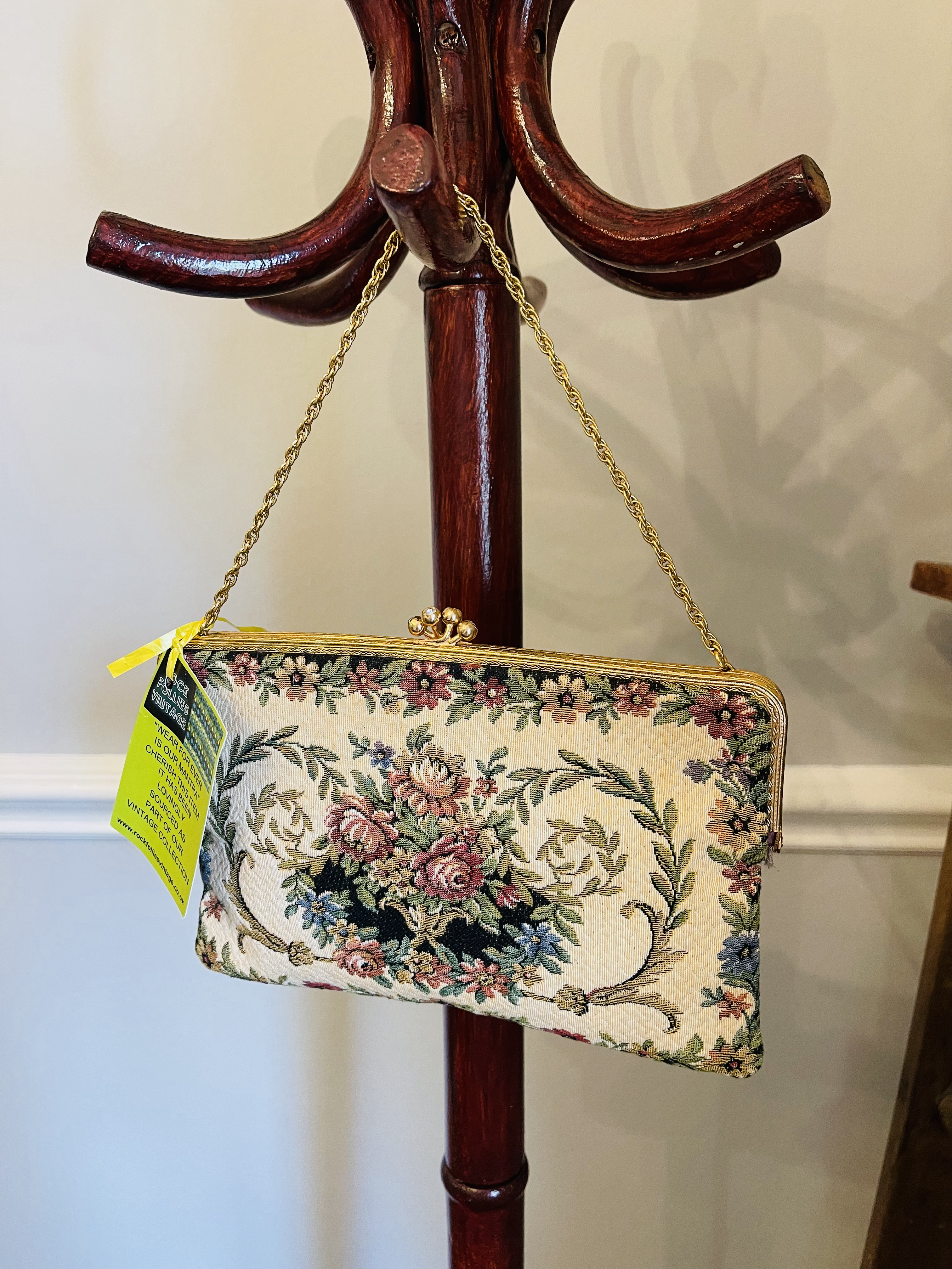 1950s Tapestry Chain Bag with satin lining