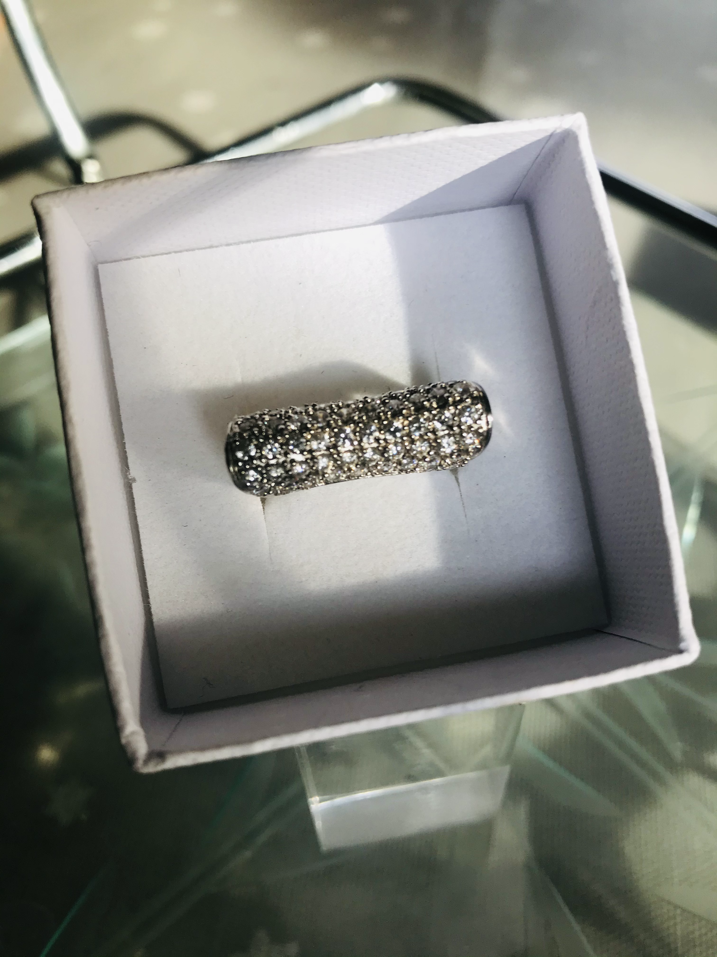 Square Diamanté Silver Ring