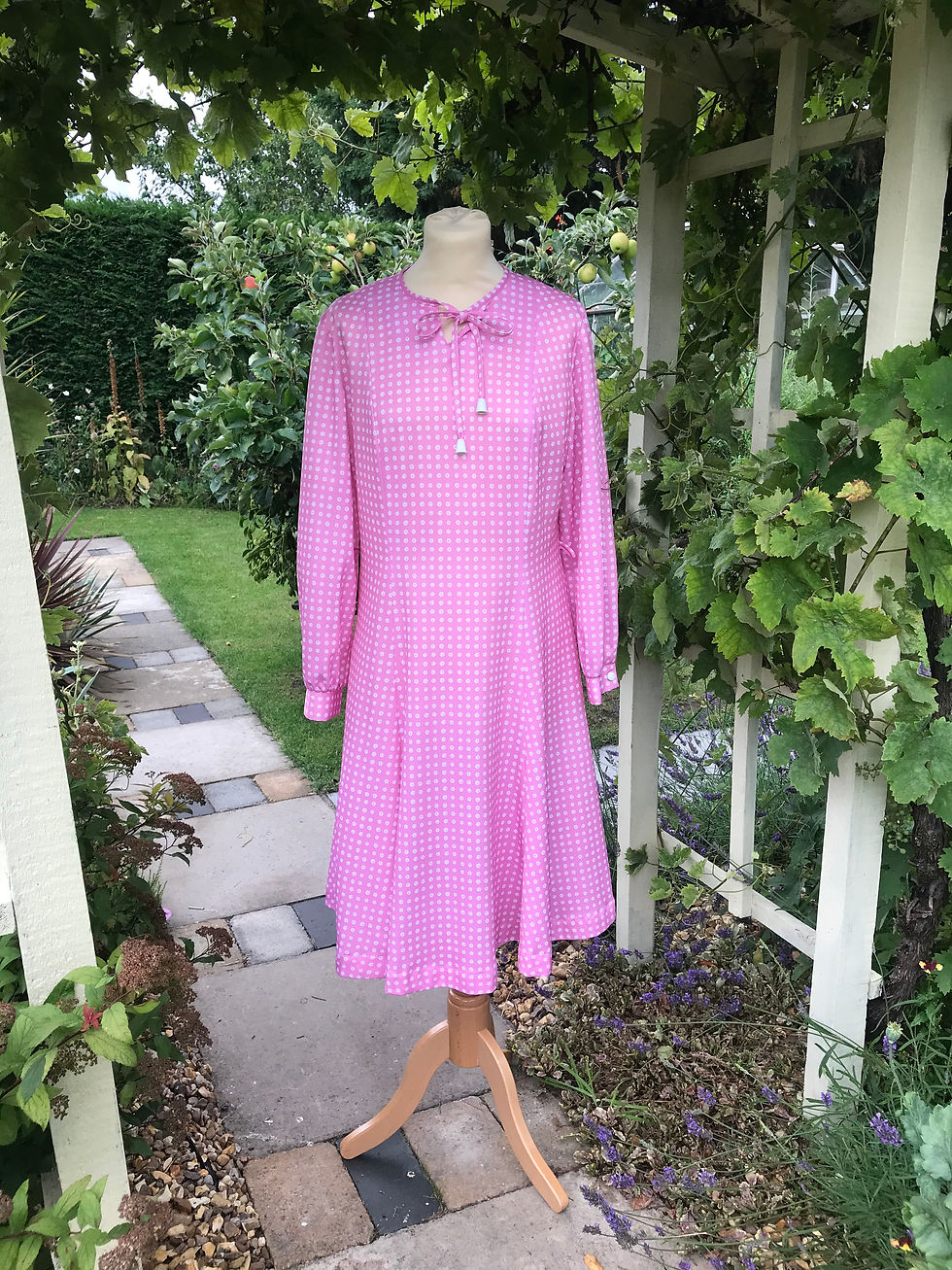 Thumbnail: 1970s Pink Day Dress Front View
