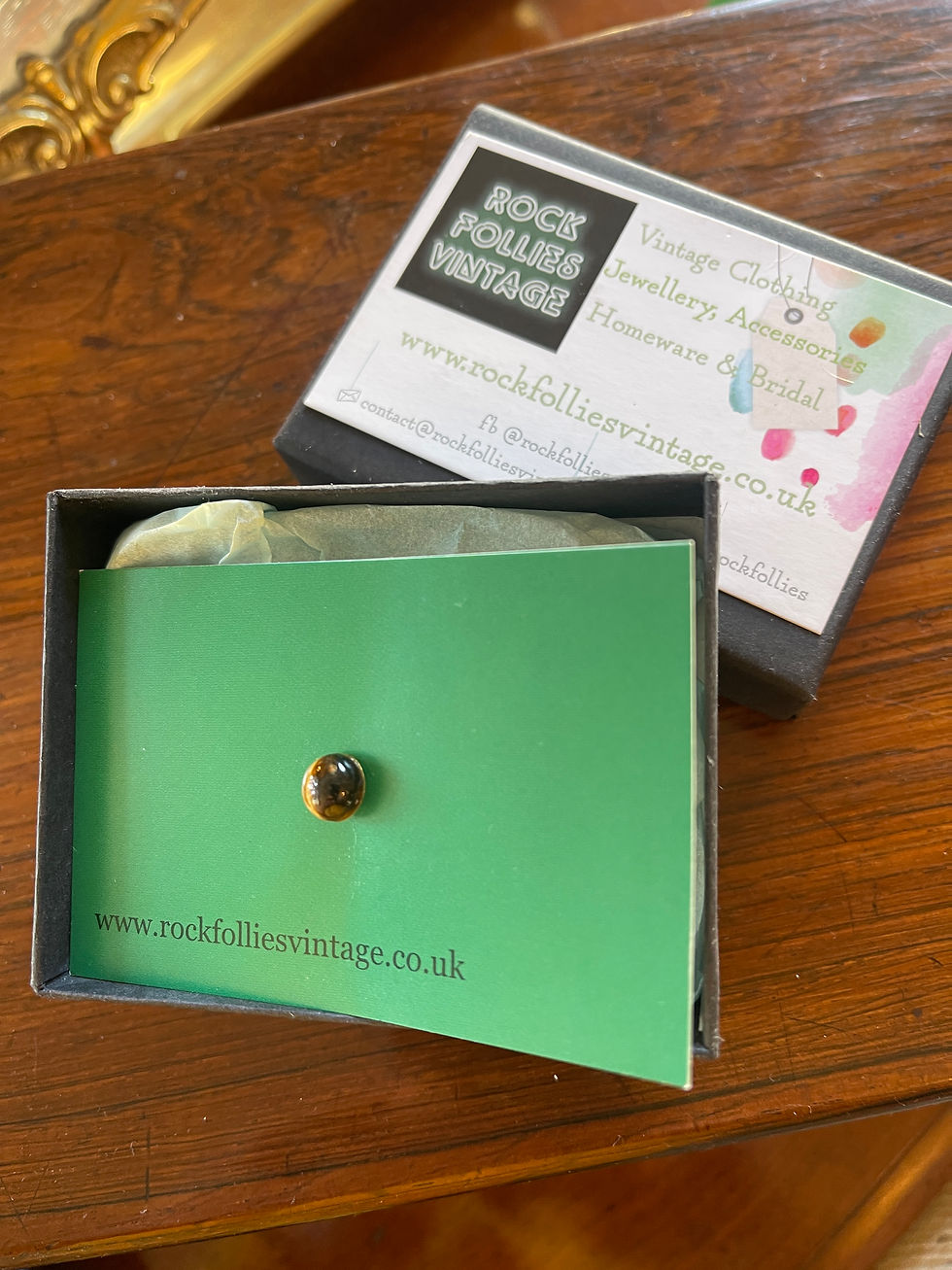 Small Domed Polished Tigers-eye Stone Tie or Cravat Pin