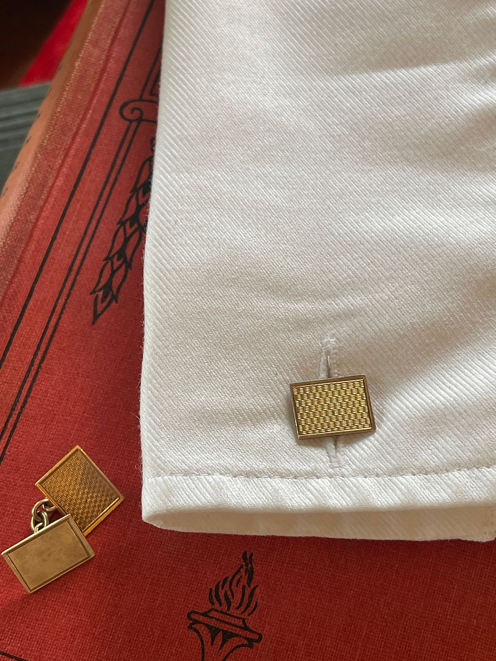 Thumbnail: Gold Engine Turned Rectangle Chain Link Cufflinks