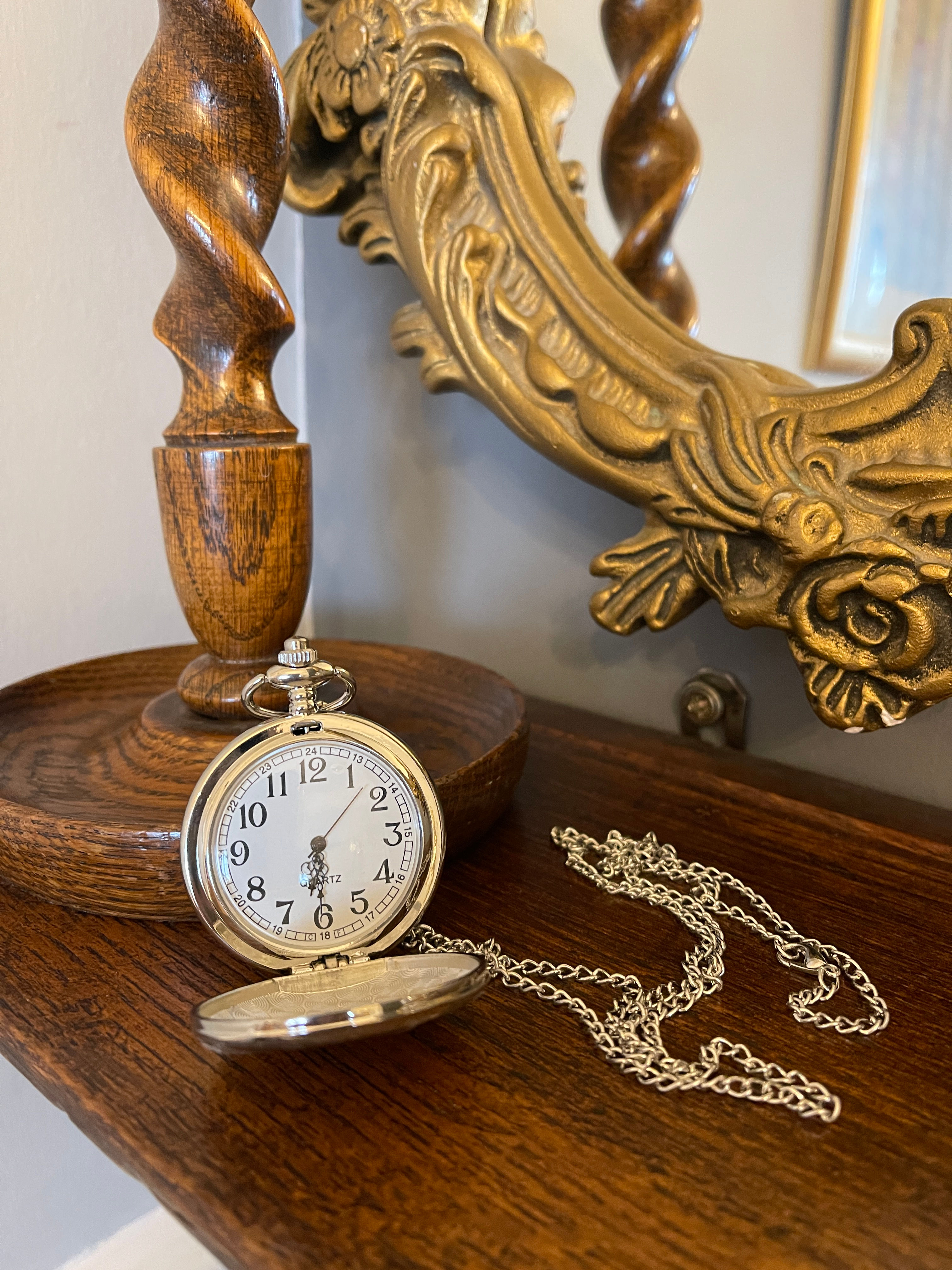 Reproduction Silver Tone Pocket Watch