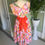 Thumbnail: 1950s Orange, Pink and White Tea Dress Dress Back