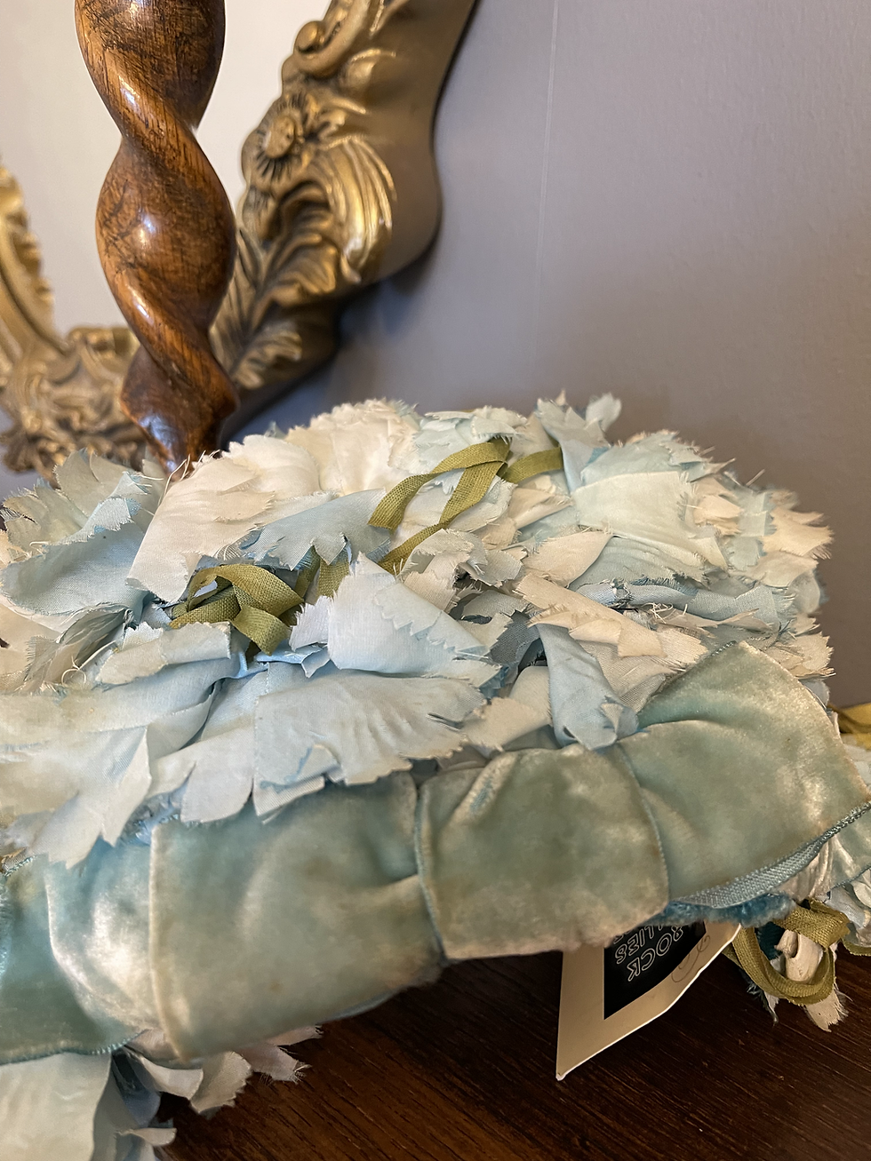 Thumbnail: 1950s Baby Blue and Olive Floral Head Piece
