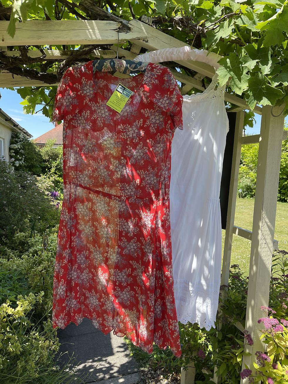 Thumbnail: 1920s Muslin Floaty Dress and Cotton Dress Slip