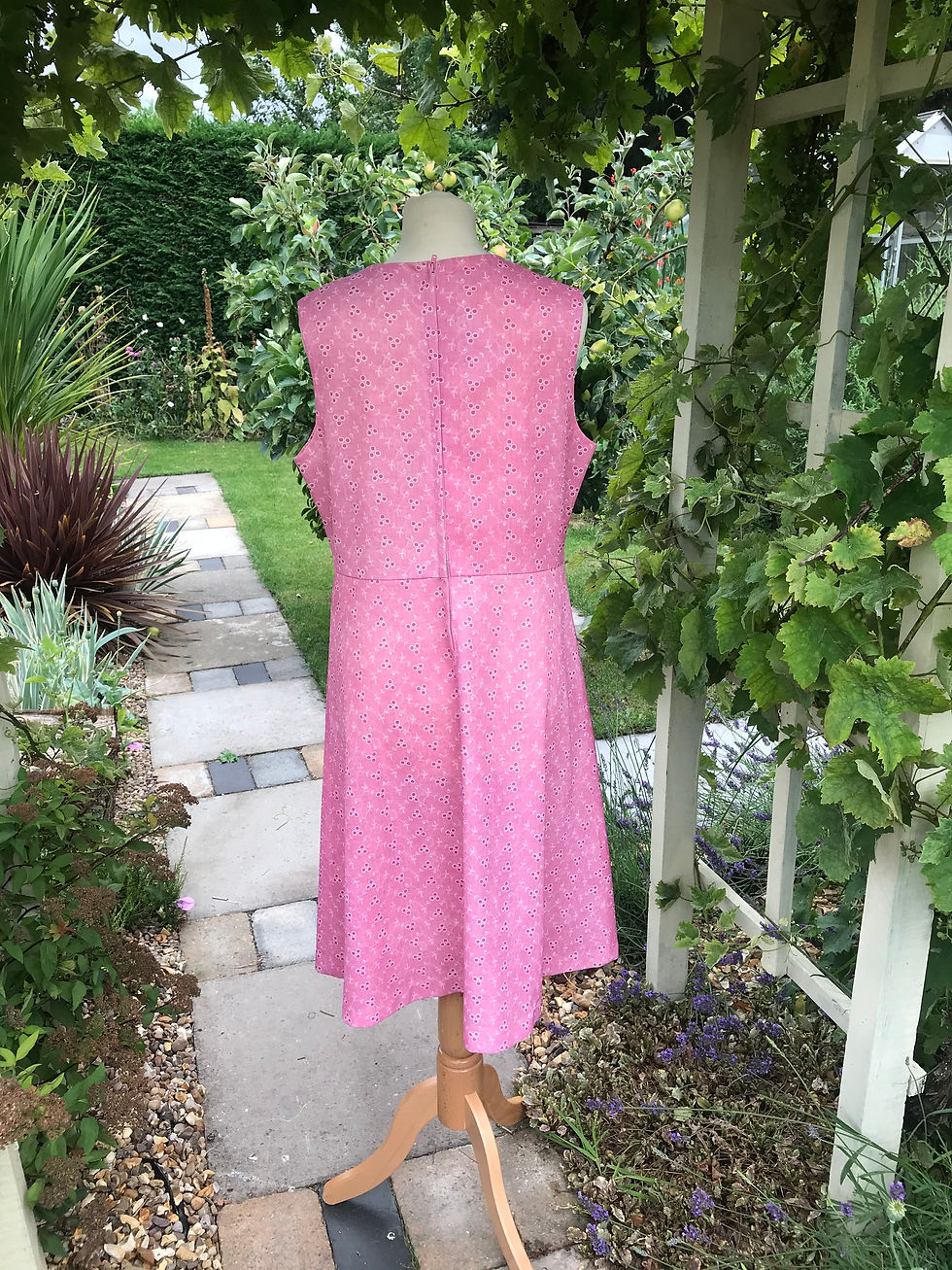 Cherry Pink 1970s day dress Back View
