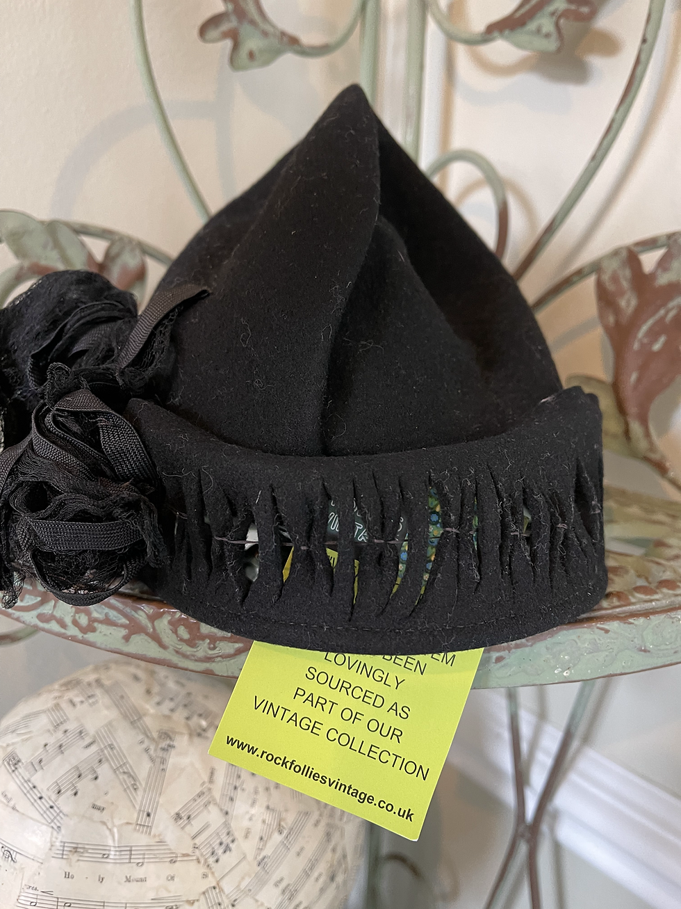 Thumbnail: 1940s Black Wool Felt Hat