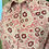 Thumbnail: pink white and burgundy flower power print long sleeve ladies shirt from 1960s with long rounded collars.