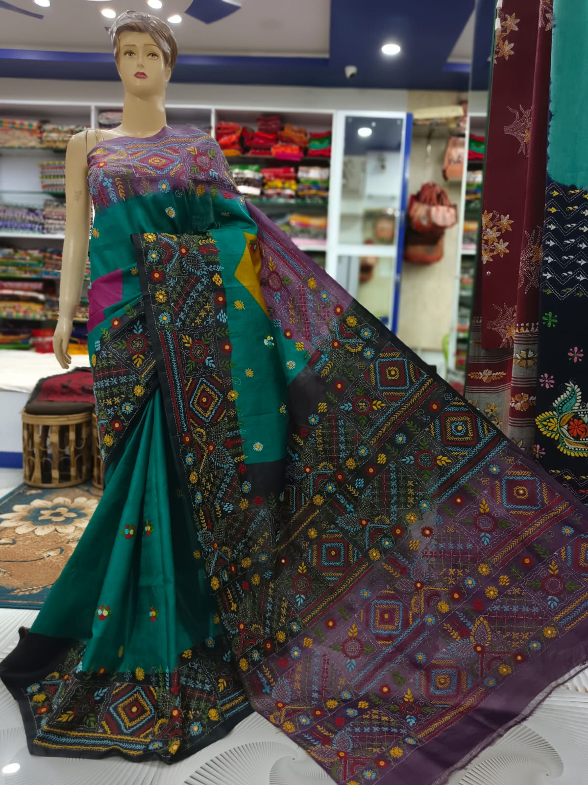 Lumbani Stitch Saree on Tussar Silk #0702781