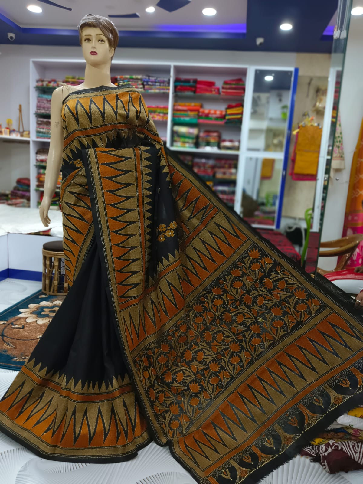 Kantha Stitch Saree on Bangalore Silk #0141009