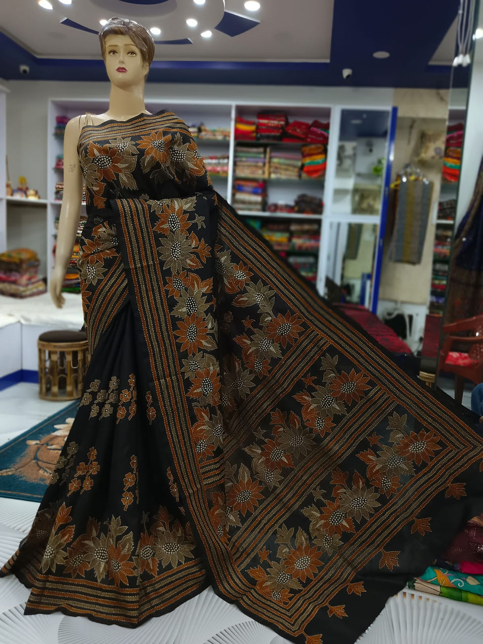 Kantha Stitch Saree on Bangalore Silk #9391910